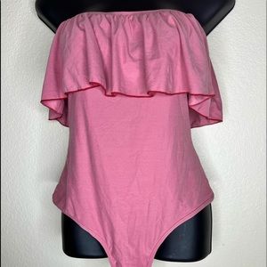 Pink Strapless Bodysuit
